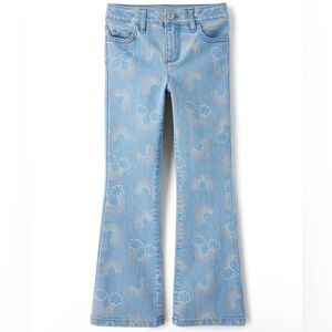 Girls Rainbow High Rise Flare Jeans